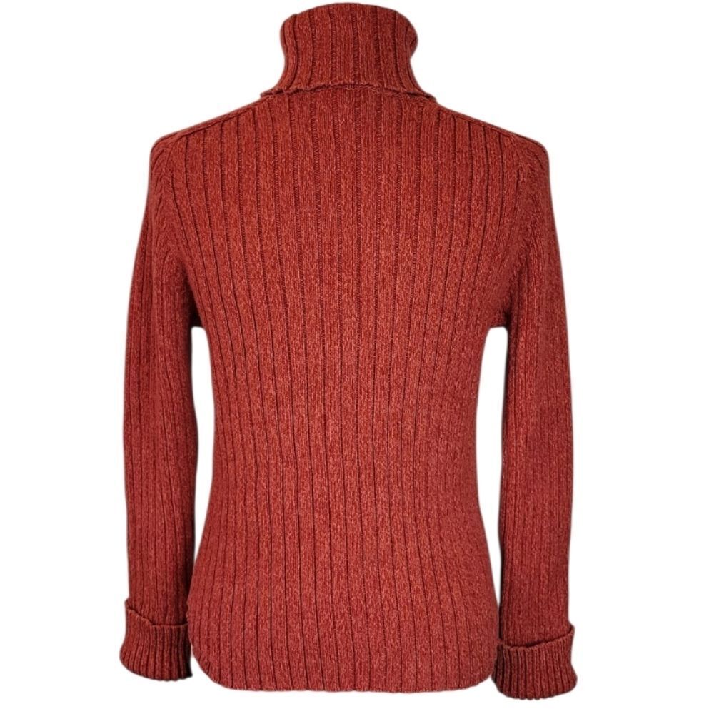 American Eagle Outfitters Heathered Burnt Orange Ribbed Turtleneck Sweater XL - Picture 5 of 7